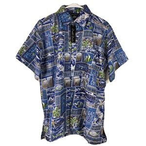 Men's‎ DOUBLE DECKER Hawaian Shirt St. Martin Maartin Blue MEDIUM NWT
